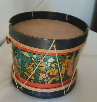 Rare Antique Morton Converse Child ' s Toy Drum With Soldiers 1898 - 1902 6