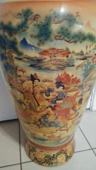 RARE Vintage Very Large 3FT Tall Chinese Full Scene Porcelain Vase 3