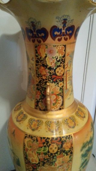 RARE Vintage Very Large 3FT Tall Chinese Full Scene Porcelain Vase 5