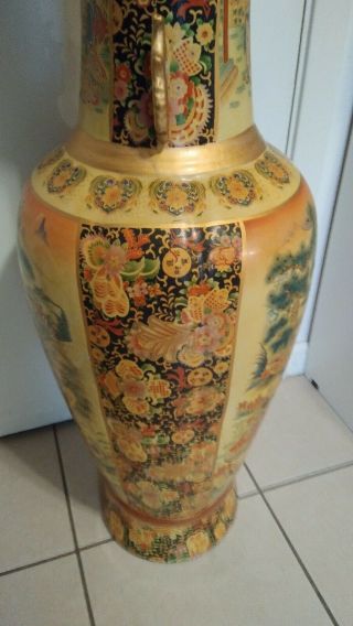 RARE Vintage Very Large 3FT Tall Chinese Full Scene Porcelain Vase 6