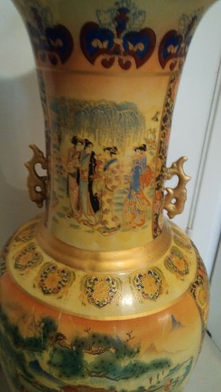 RARE Vintage Very Large 3FT Tall Chinese Full Scene Porcelain Vase 7