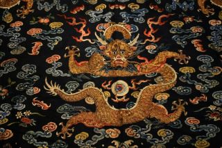 Antique Qing Dynasty Chinese Silk Embroidery Dragon Robe Rank Badge 10