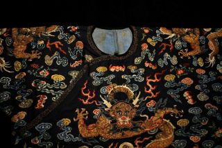 Antique Qing Dynasty Chinese Silk Embroidery Dragon Robe Rank Badge 3