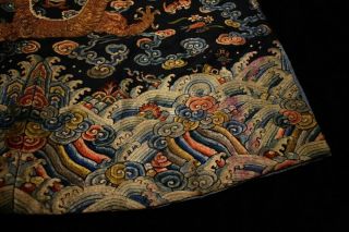 Antique Qing Dynasty Chinese Silk Embroidery Dragon Robe Rank Badge 5