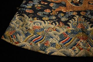 Antique Qing Dynasty Chinese Silk Embroidery Dragon Robe Rank Badge 8