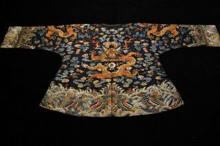 Antique Qing Dynasty Chinese Silk Embroidery Dragon Robe Rank Badge 9