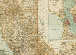 1903 Antique Map Northern California San Francisco Humboldt Sacramento