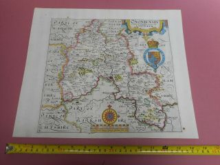 100 Oxfordshire Map By Saxton Kip C1637 Scarce Hand Coloured