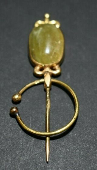 Antique Turban Pin,  14 Ct Gold,  Old Mine Stone - Topaz? Marked,  8.  5 Gr Mughal?