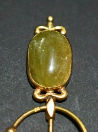 ANTIQUE TURBAN PIN,  14 CT GOLD,  OLD MINE STONE - TOPAZ? MARKED,  8.  5 GR MUGHAL? 2