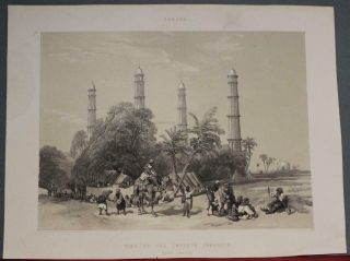 Lahore Tomb Of Jahangir Pakistan 1847 Harding Unusual Antique Lithographic View