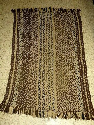 Primitive 1800 ' s Heavy Brown Braided Rag Rug Estate Country Farmhouse Cottage 3