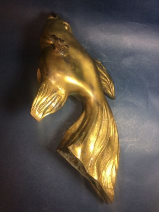 Vintage Heavy Brass Bronze Koi Fish Water Fountain for Pond or Pool 7 lbs 3 oz 11