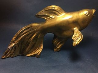 Vintage Heavy Brass Bronze Koi Fish Water Fountain For Pond Or Pool 7 Lbs 3 Oz