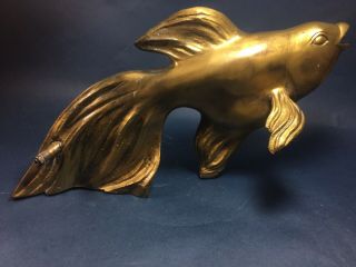 Vintage Heavy Brass Bronze Koi Fish Water Fountain for Pond or Pool 7 lbs 3 oz 2
