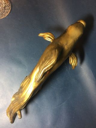 Vintage Heavy Brass Bronze Koi Fish Water Fountain for Pond or Pool 7 lbs 3 oz 6
