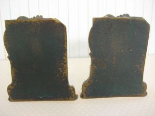 Vintage Solid Bronze Art Deco Bookends,  Fugural Girl At The Well Statue,  5 1/4 