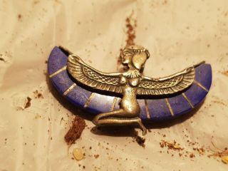 Rare Antique Ancient Egyptian Silver Hanger Goddess Isis Health Cure 1680 - 1570BC 7