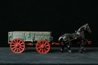 Arcade Cast Iron Mccormick Deering Horse Drawn Wagon Toy Antique Vintage