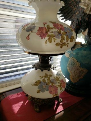 Antique Gone With The Wind Victorian Banquet Parlor Lamp Electrified