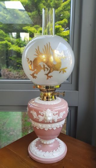 French Sevres Pate Sur Pate Limoges Oil Lamp Pink White 39mm Screw Collar China 10