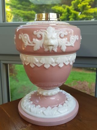 French Sevres Pate Sur Pate Limoges Oil Lamp Pink White 39mm Screw Collar China