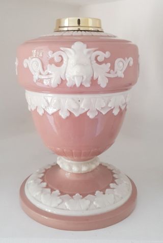 French Sevres Pate Sur Pate Limoges Oil Lamp Pink White 39mm Screw Collar China 2