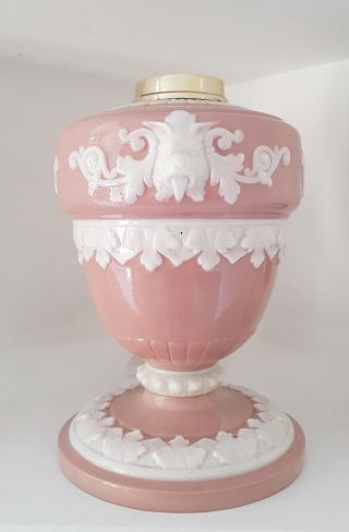 French Sevres Pate Sur Pate Limoges Oil Lamp Pink White 39mm Screw Collar China 3