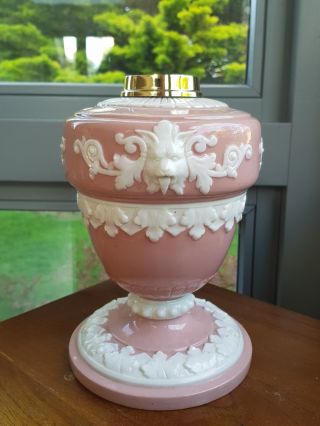 French Sevres Pate Sur Pate Limoges Oil Lamp Pink White 39mm Screw Collar China 7