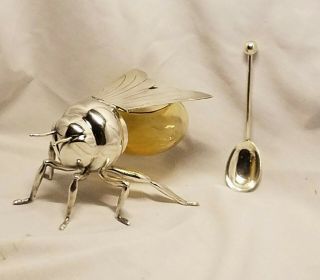 Mappin & Webb Bee Honey Jar AMBER with Spoon 6