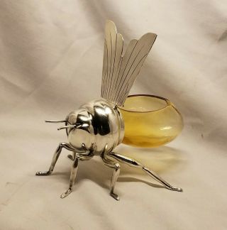 Mappin & Webb Bee Honey Jar AMBER with Spoon 9