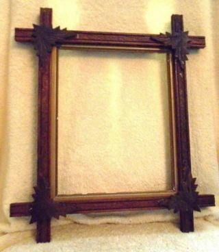 Vintage Wood Tramp Art Adirondack Frame For An 8 Inch By 10 Inch Picture