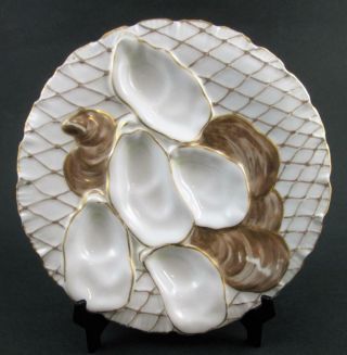 Antique 9 " Turkey Oyster Plate Fishnet - Davis Collamore & Co. ,  York C.  1890