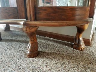 Pair 2 Oak Bow Front Glass Victorian Style Claw Foot China Display Cabinet Curio 3