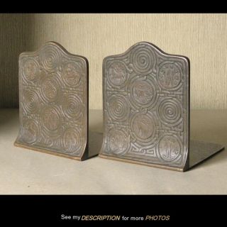Antique Tiffany Studios Zodiac Bronze Pair Bookends 1091