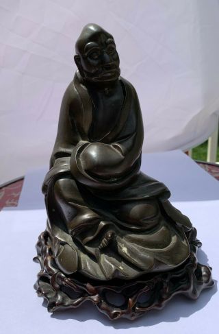 Antique Chinese Bronze Statue Figure LUOHAN Late 17th 18th Century Qing 12