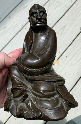 Antique Chinese Bronze Statue Figure Luohan Late 17th 18th Century Qing