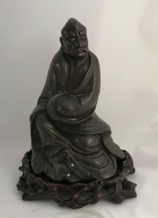 Antique Chinese Bronze Statue Figure LUOHAN Late 17th 18th Century Qing 2