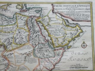 1705 Map NE Africa & Middle East NICOLAS DE FER Antique Copper Engraved Framed 2
