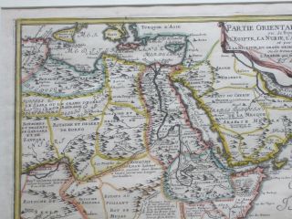 1705 Map NE Africa & Middle East NICOLAS DE FER Antique Copper Engraved Framed 3