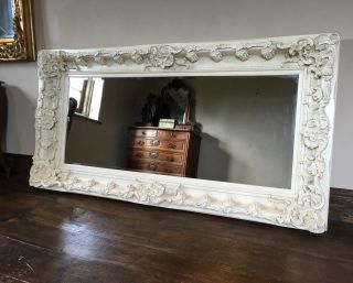 Large Antique White Cream Shabby chic French Leaner Dress Floor Wall Mirror 6ft 2