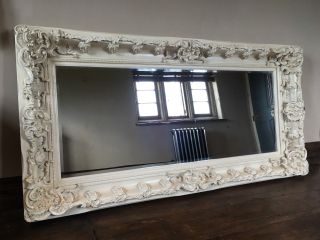 Large Antique White Cream Shabby chic French Leaner Dress Floor Wall Mirror 6ft 3