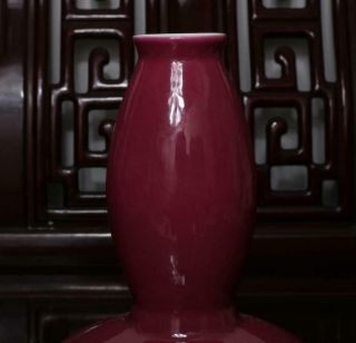 Pair Old Rare Red Glaze Chinese Porcelain Vase Qianlong MK 7