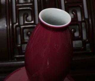 Pair Old Rare Red Glaze Chinese Porcelain Vase Qianlong MK 8