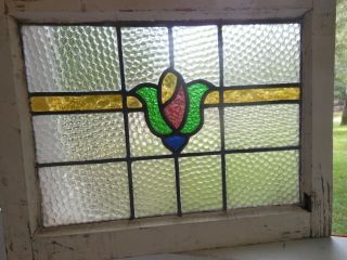 Ma17 - 255 Lovely Older Leaded Stained Glass Window F/england 20 7/8 W X 16 3/8t
