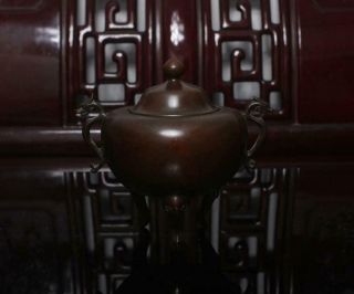 Old Chinese Bronze Incense Burner Two Dragon Xuande Mk