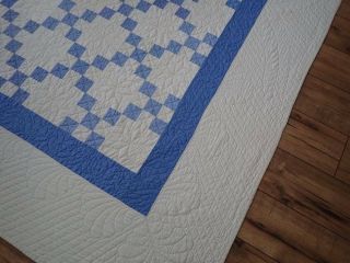 Master Quilting Early Antique Lancaster Blue & White Irish Chain QUILT 80x77 