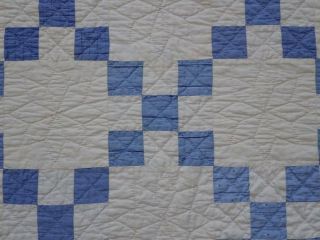Master Quilting Early Antique Lancaster Blue & White Irish Chain QUILT 80x77 