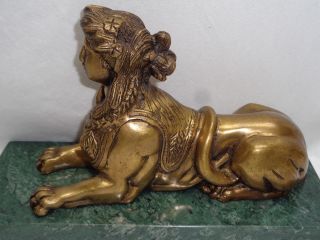 Vtg Bronze Marble Egyptian Revival Sphinx Sculpture Lion Lady Greek Art Statue