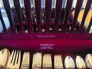 Reed & Barton ' Classic Rose ' pattern sterling silver flatware in orig wood case 3